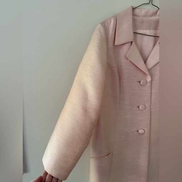 Vintage 1960s Plus Size Beaded Dress & Coat Set Raw Silk Pink Jackie O Size 16W - Picture 12 of 16